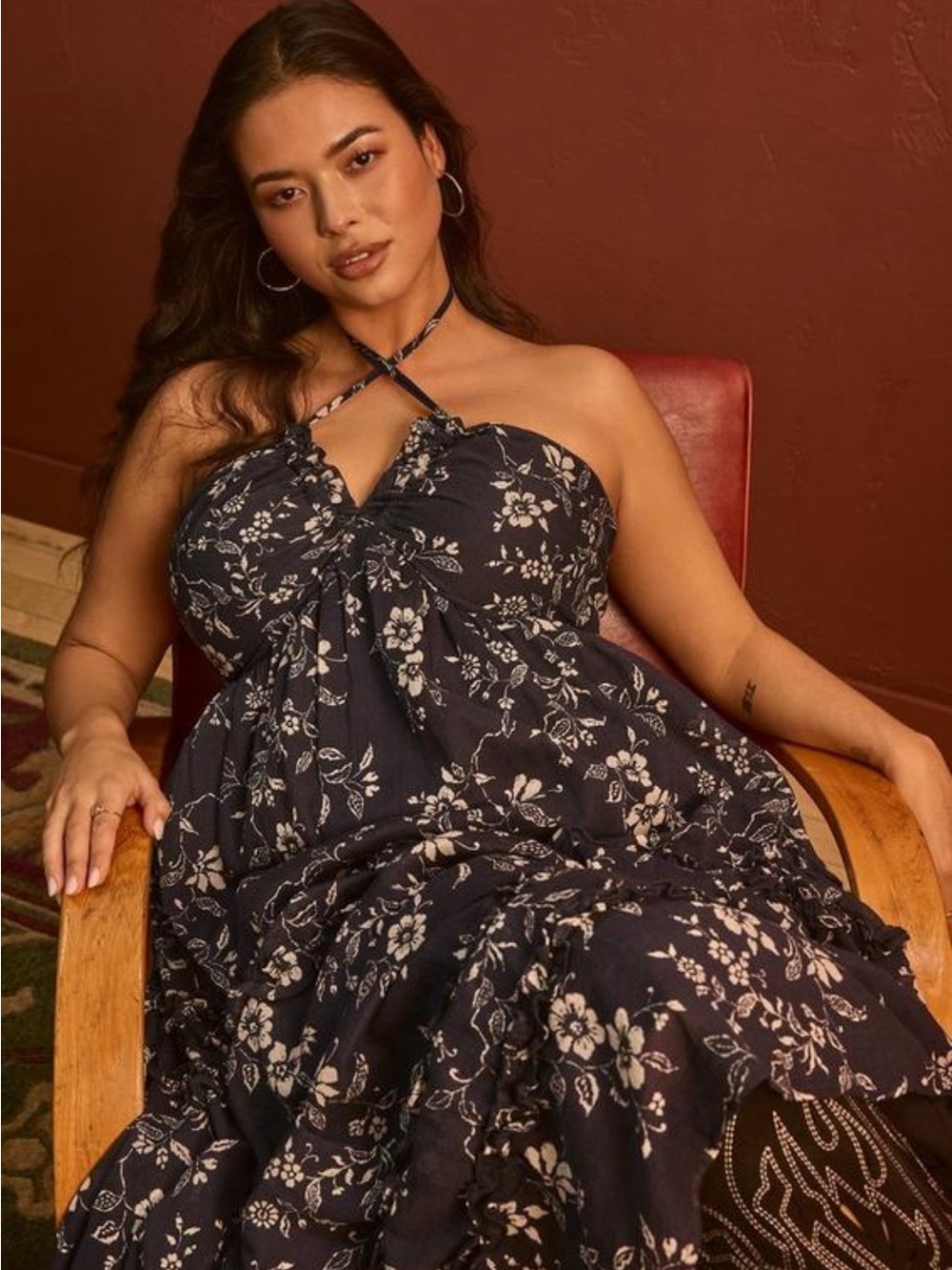 torrid Festi Cross-Front Halter Floral Strapless Maxi Dress NWT Size 1